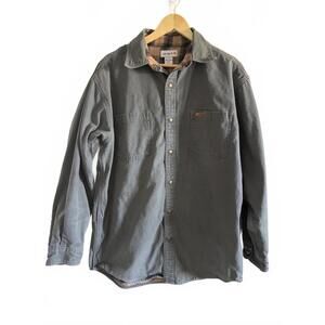 Carhartt Shacket Mens Size L Gray Flannel Lined Snap Front